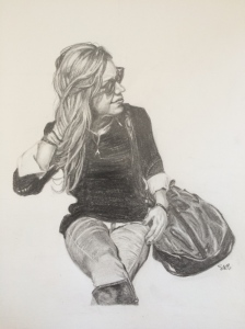 a pencil drawing of a young woman